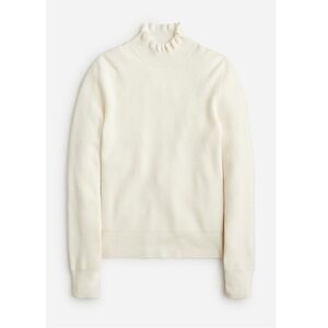 NWT J. Crew Ruffleneck Merino Wool Turtleneck Sweater Large Cream